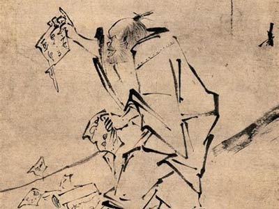 Drawing of Huineng tearing up the sutras