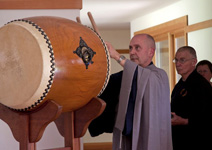 Roshi Bodhin Kjolhede playing drum