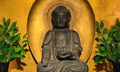 Buddha figure on an altar